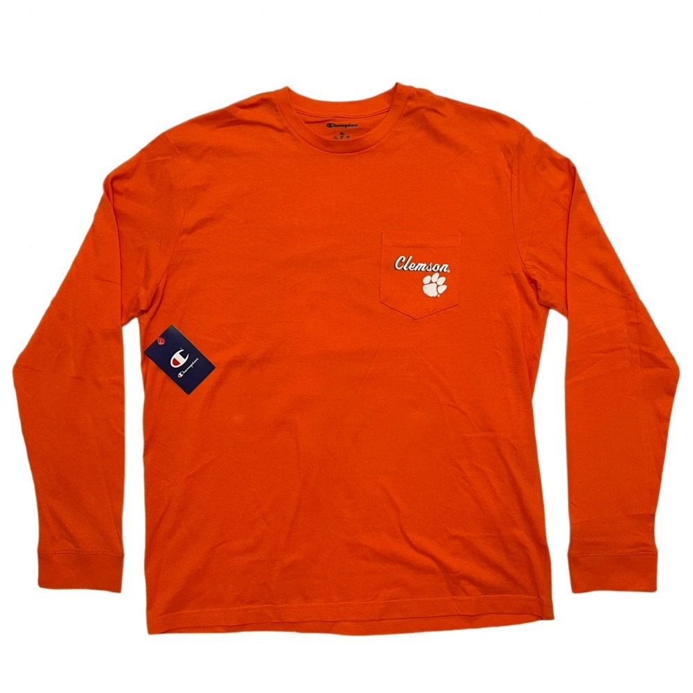Champion Clemson Tigers Long Sleeve Pocket T-Shirt Knights Orange Men's XL NWT